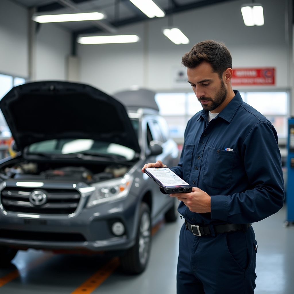 State inspection bay at Ambientdaygarden car care center with emission testing equipment visible